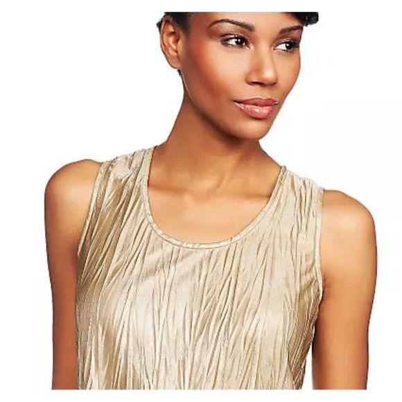 Susan Graver Womens 3X Metallic Crinkle Scoop Neck Layering Tank Top Black NWT - Picture 4 of 5